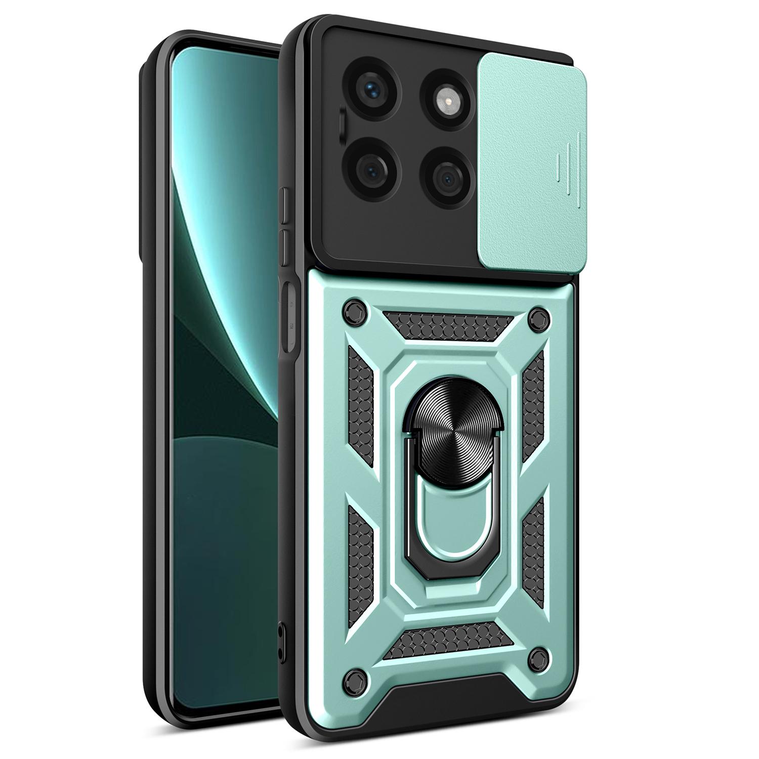 

For Honor X8b 4G Case PC+TPU Camera Protection Phone Cover Built-in Kickstand Green