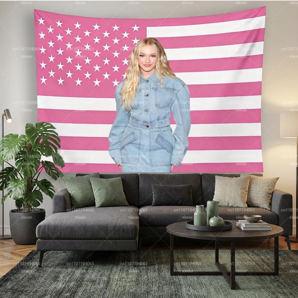 Freya Skye Rosa Amerikanische Flagge Wandteppich Nachkommen Der Aufstieg von Rot Wandbehang Dekoration für Schlafzimmer Wohnzimmer Studentenwohnheim