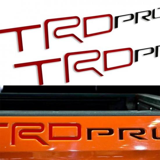 2PC Red Black TRD Pro Raised erts Letters for 2014- Tundra Bedside Emblem
