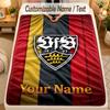 Flannel BlanketVfB Stuttgart FC Custom Name Text Personalized Soft Warm Throw Blanket Home Decor Gift
