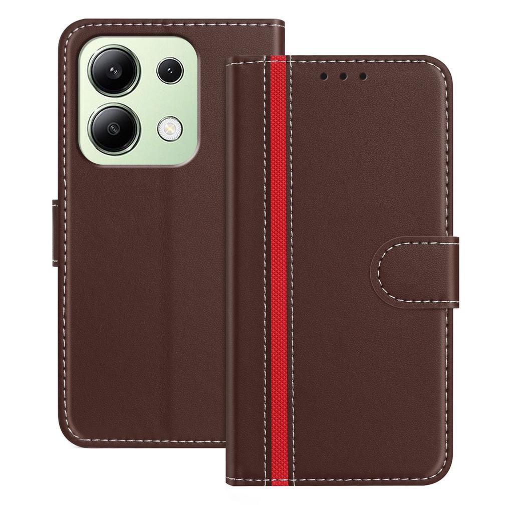 For Xiaomi Redmi Note 13 4G Phone Cases Wallet Stand Color Splicing Leather Cover with Magnetic Clasp