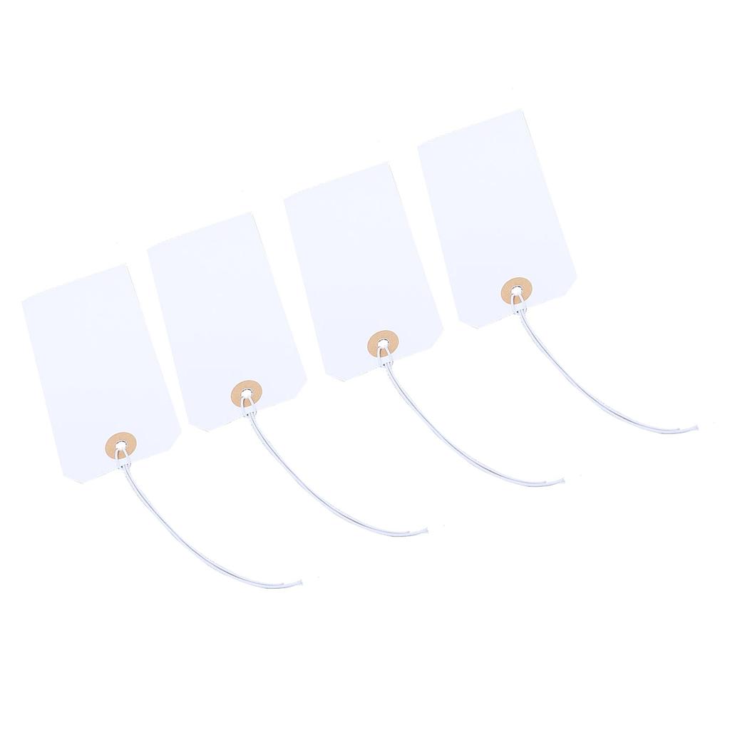 100pcs White Blank Tags with Elastic String Marking Hanging Tags Attached Reinforced Hole Writable Blank Price Tags for Nail Salon