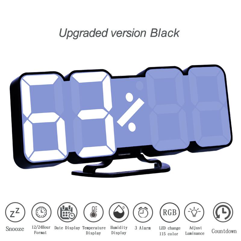 Цифровые настольные часы с будильником, светодиодные настенные часы с 115 цветами, пульт дистанционного управления, цифровые часы, ночник, магия рабочего стола