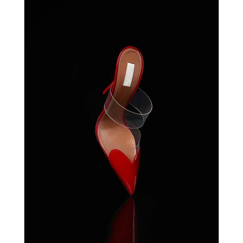 

Туфли на высоком каблуке прозрачная поверхность любви весна и лето новая цветовая гамма тонкий каблук женская обувь с открытым носком сумка-голова полусабо с острым носком женская обувь 40 красный