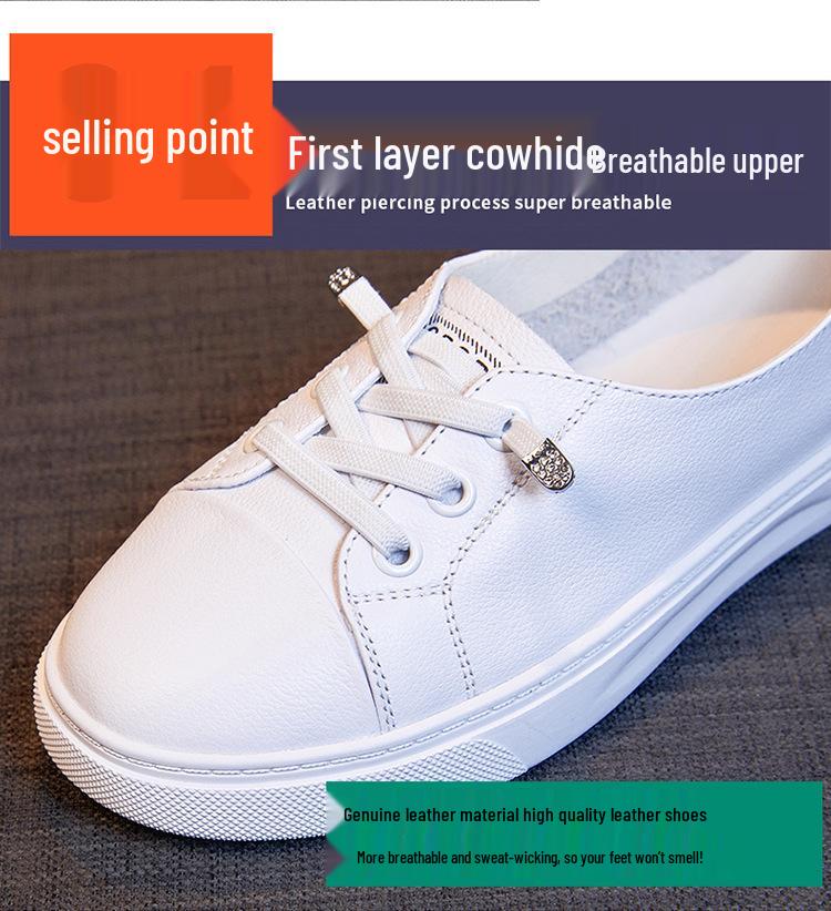 Damen Echt Rindsleder Weiß Slipper - 2025 Sommer Dicksohlige Freizeitschuhe für Schwangere