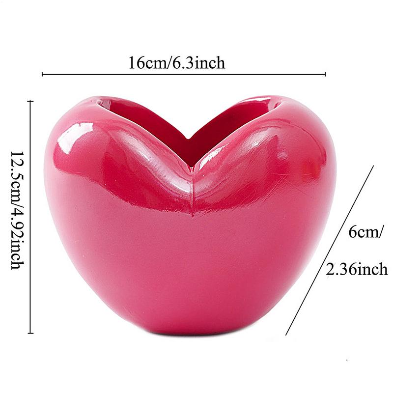 Heart Pen Holder For Desk Makeup Brush Organizer Multifunctional Makeup Brush Holder For Desk Valentine's Day 3D Table Decor