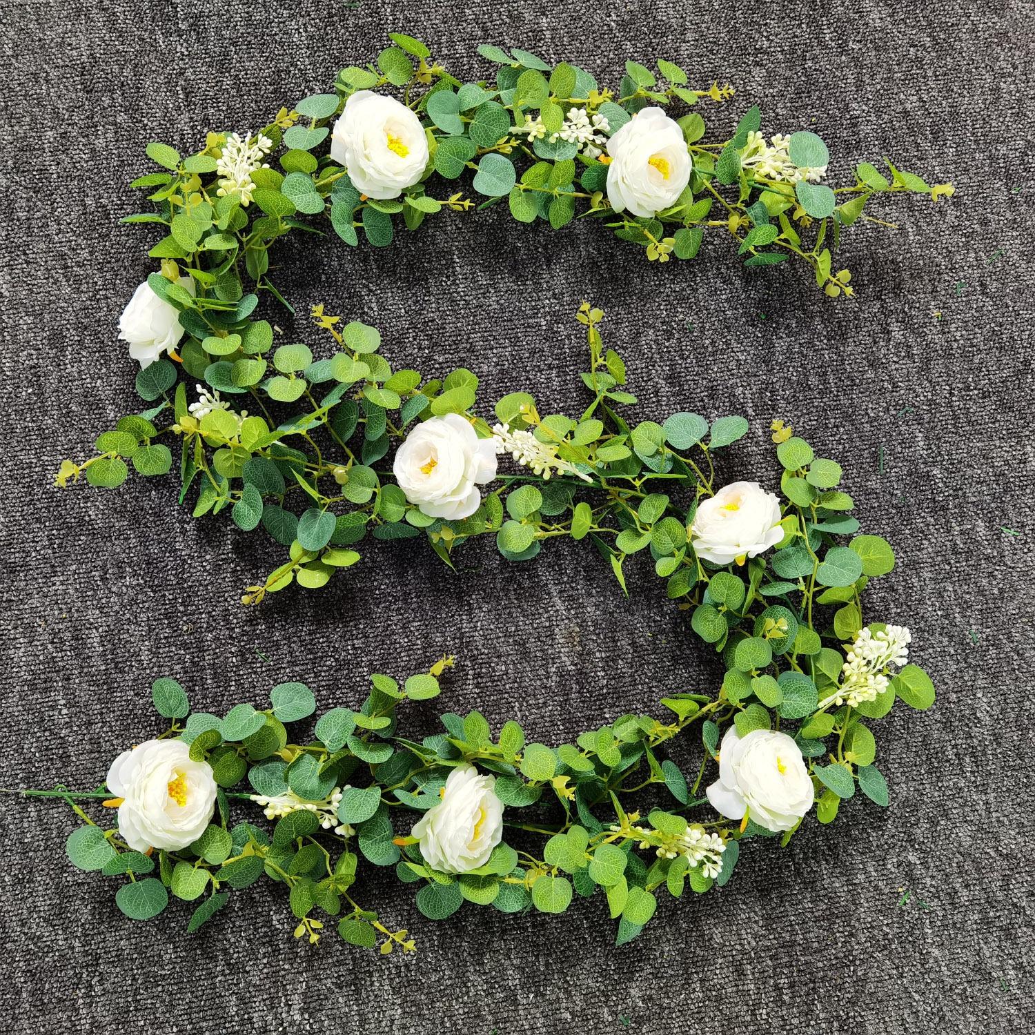 

Шелковые искусственные цветы, виноградная лоза, подвесные цветы для стены, рождественские искусственные растения из ротанга, гирлянда из листьев, романтическое свадебное украшение для дома белый