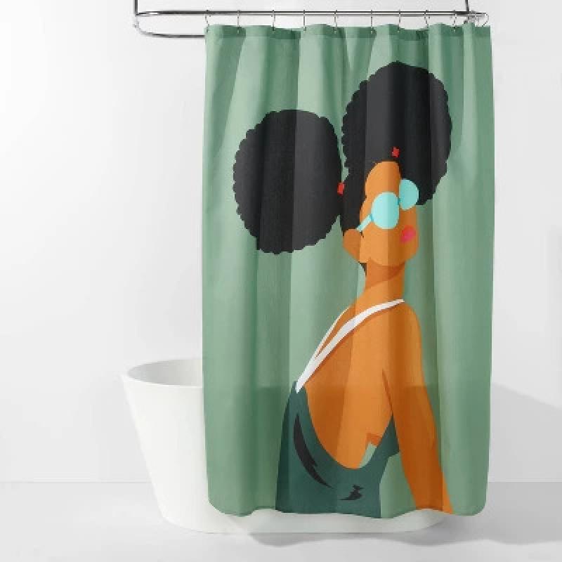 

Puffs Shower Curtain Green W60H190(CM)-1 Pcs
