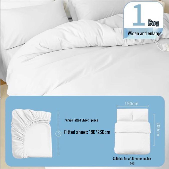 Disposable Bedding Set: Fitted Sheet, Duvet Cover, Pillowcase - Perfect for Travel and Hotel Stays. Non-Pure Cotton.
