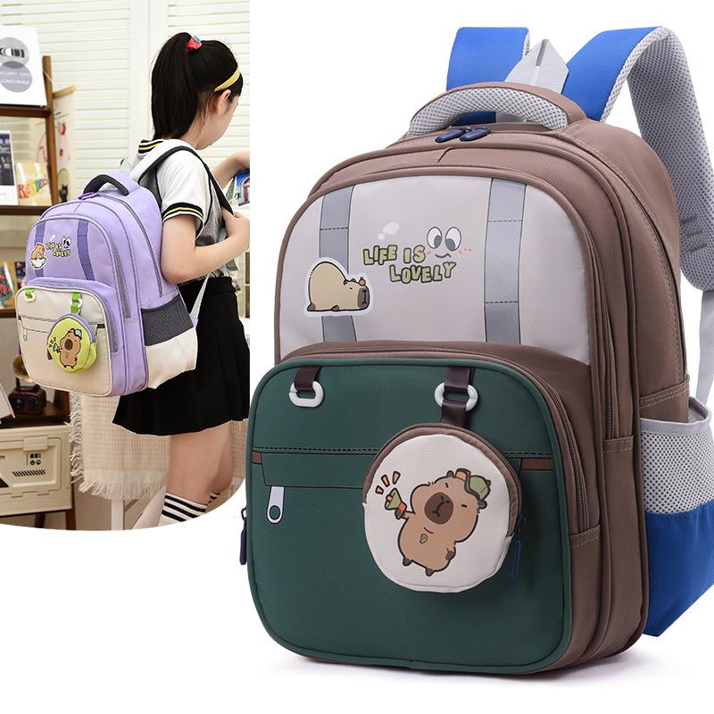School Bag for Primary School Students New Kapibara Boys and Girls for Grades 3-6 Reduce the Burden of Spine Protection Backpack