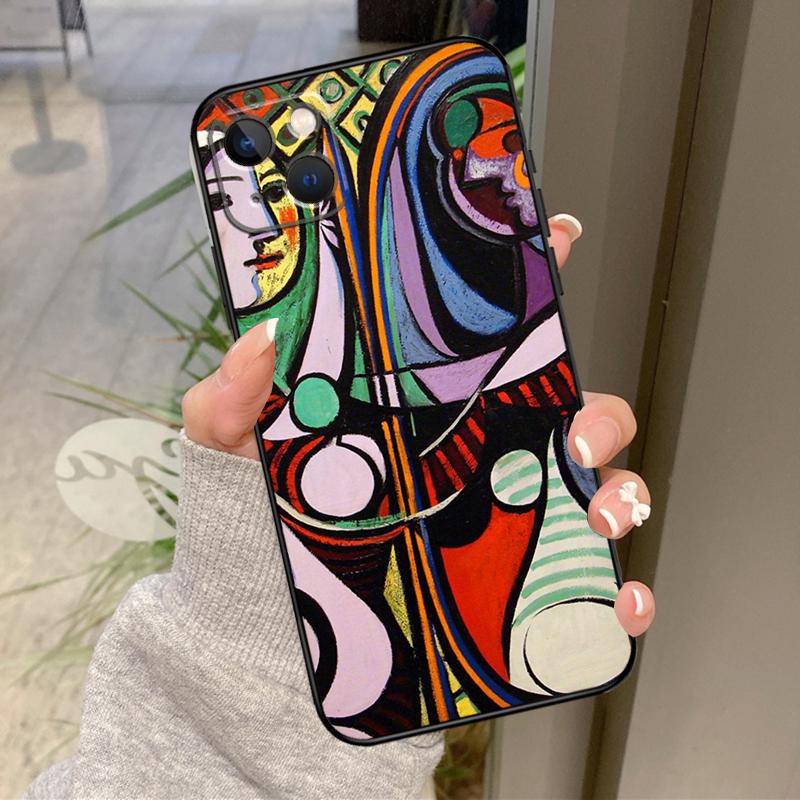 Picasso Abstrakte Kunst Malerei Hülle Für iPhone 17 Pro Max 16 15 13 12 11 14 Pro Max Plus 13 12 Mini 16e 17 Air Rückabdeckung