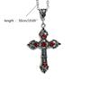 Vintage Crystals Cross Necklace Baroque Christian Pendant Chain Gothic Jewelry