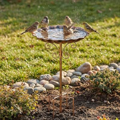 Retro Iron Bird Bath Feeder Metal Bowl Standing Bird Bath Food Dispenser  Balcony