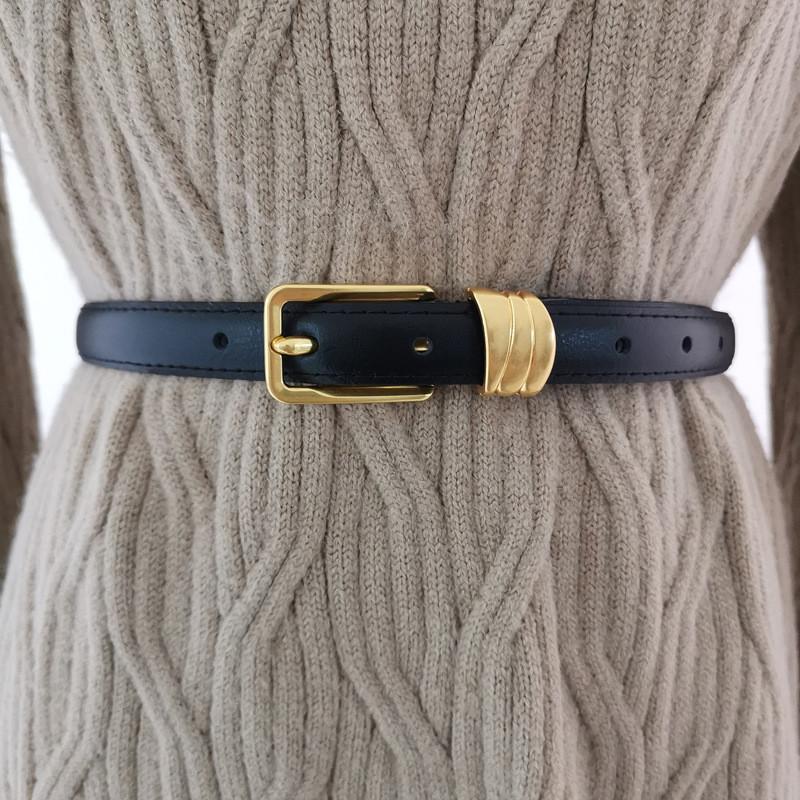 Waist Womens Cowhide Belt With Metal Pin Buckle Dress Suit Shapewear Belt