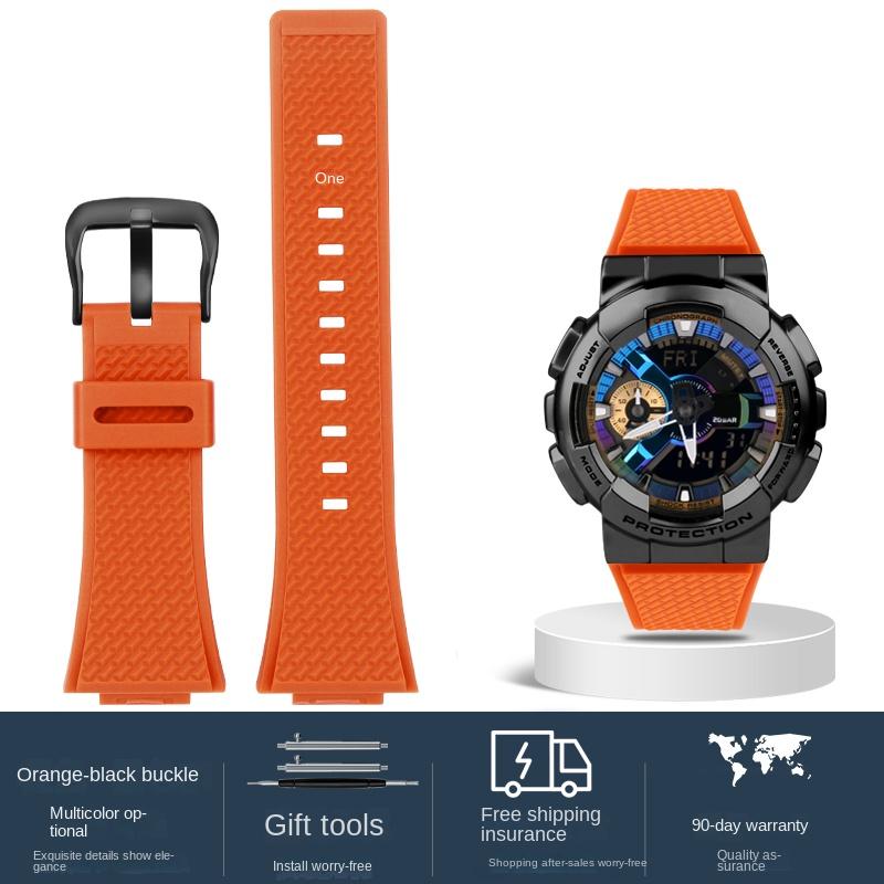 For Casio G-SHOCK GA110 GM110 GM-110GB Silicone Small Steel Cannon watchband Red Blue Color Blocking Orange Resin Watch Strap