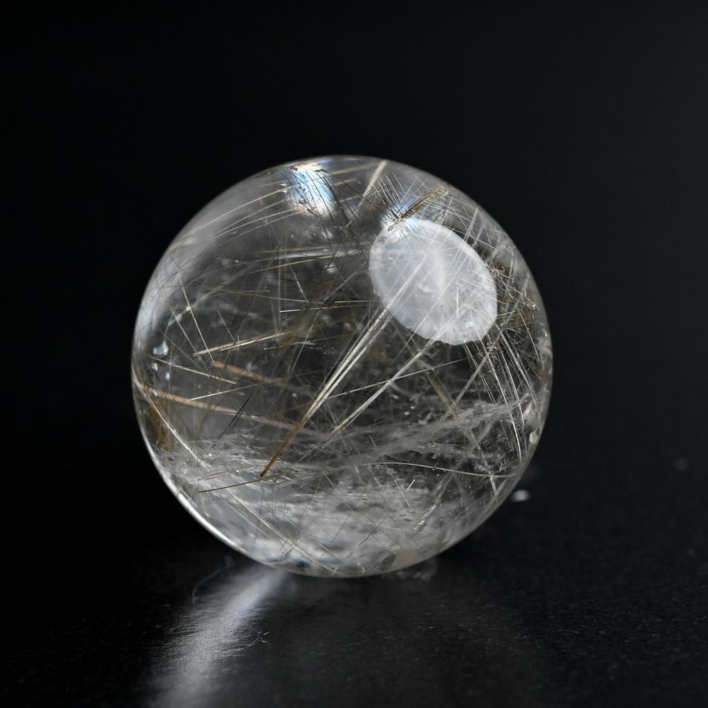 Eigado Rutilated Quartz Gold Natural Natural Power Good Luck In and Overall Good Sphere, Rutilated, 34mm, Quartz, Stone, Rutile, Stone, Work, Money,