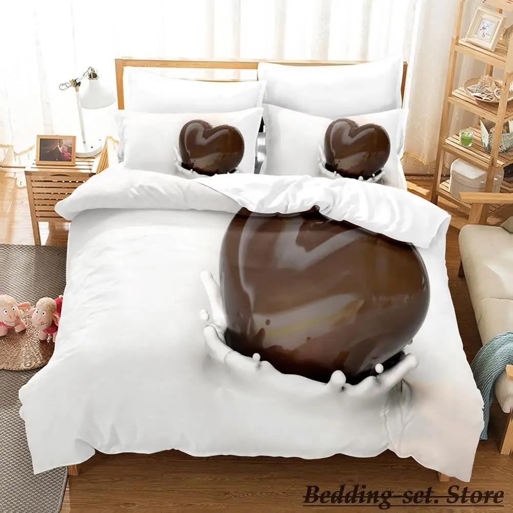 Chocolate Pattern Bedding Set Single Twin Full Queen King Size Anime Duvet Cover for Adult Kid Bedroom