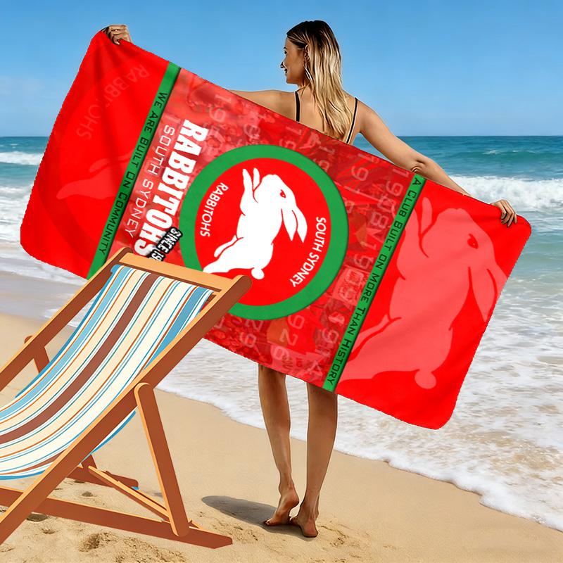 Rabbitohs Print Beach Towel, Large Soft Quick Dry Towel for Beach Camping Swimming