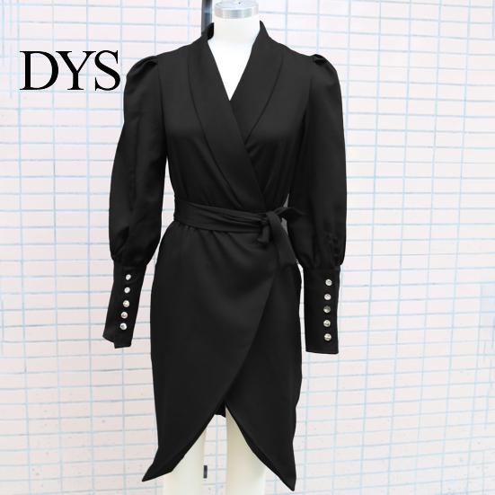 Slim Fit V-neck Dress Women Formal Business Style Turn-down Collar Long Sleeve Pure Color Belt Lace-up Cross Cardigan Spring Midi OL Commuting