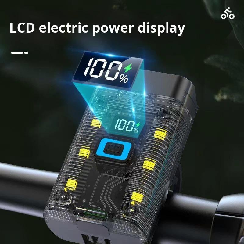 Factory Direct Sales of Bicycle Dual-Tfar and Nearlight Transparent Front Light with Digital Display Anti-glare for Night Riding
