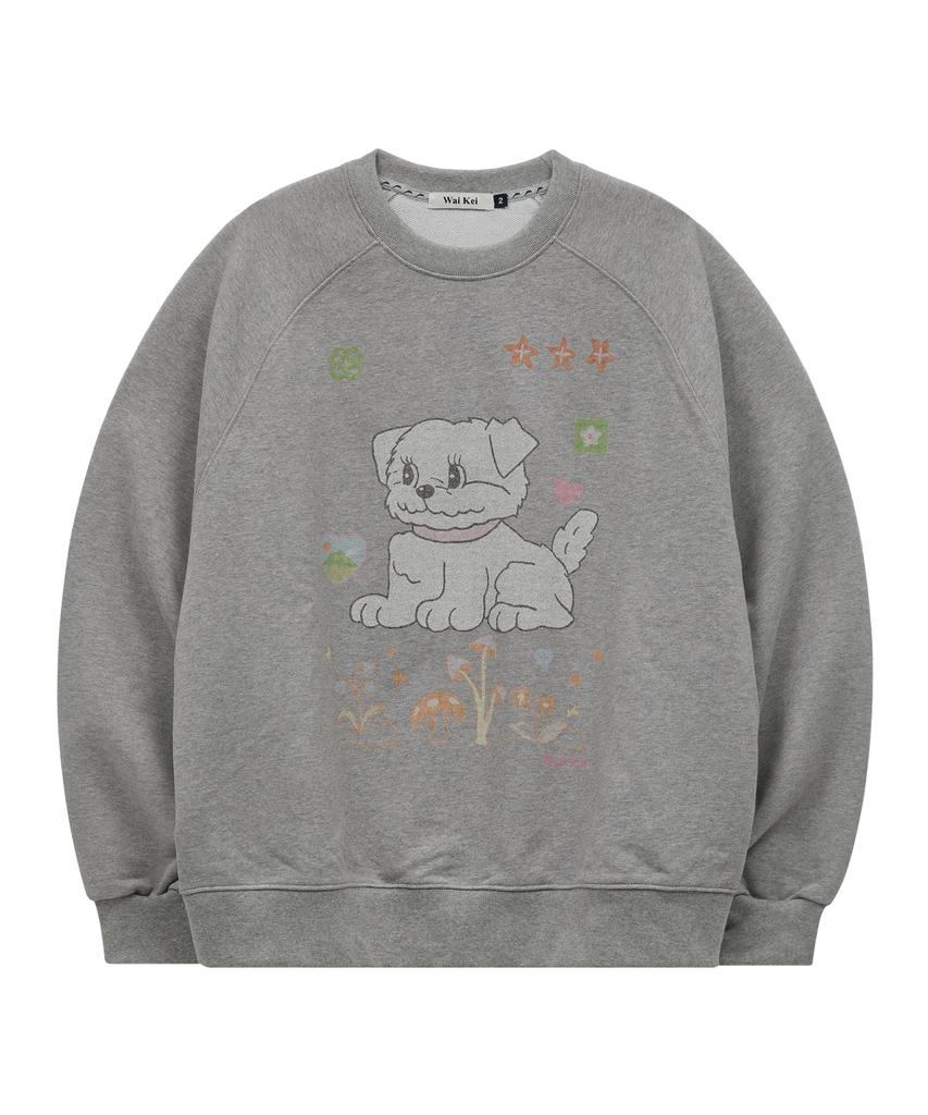 WAIKEI Vintage Cloud Drawing Raglan Sweatshirt Gray