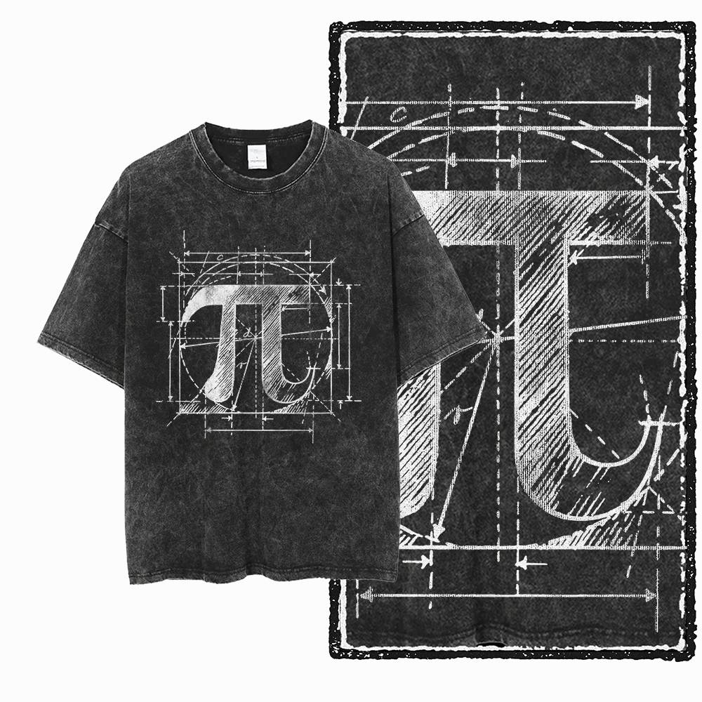 2026 Hot Sale Math Graphic Washed Distress T-Shirt Men Women High Street Graphic Tee Vintage Men's Tshirt Retro Streetwear Tee Shirt Short Sleeve Top