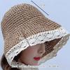 Summer Handmade Lace Fashion Bowler Hat Women's Summer Big Brim Sunscreen Beach Hat Straw Hat Women's Summer