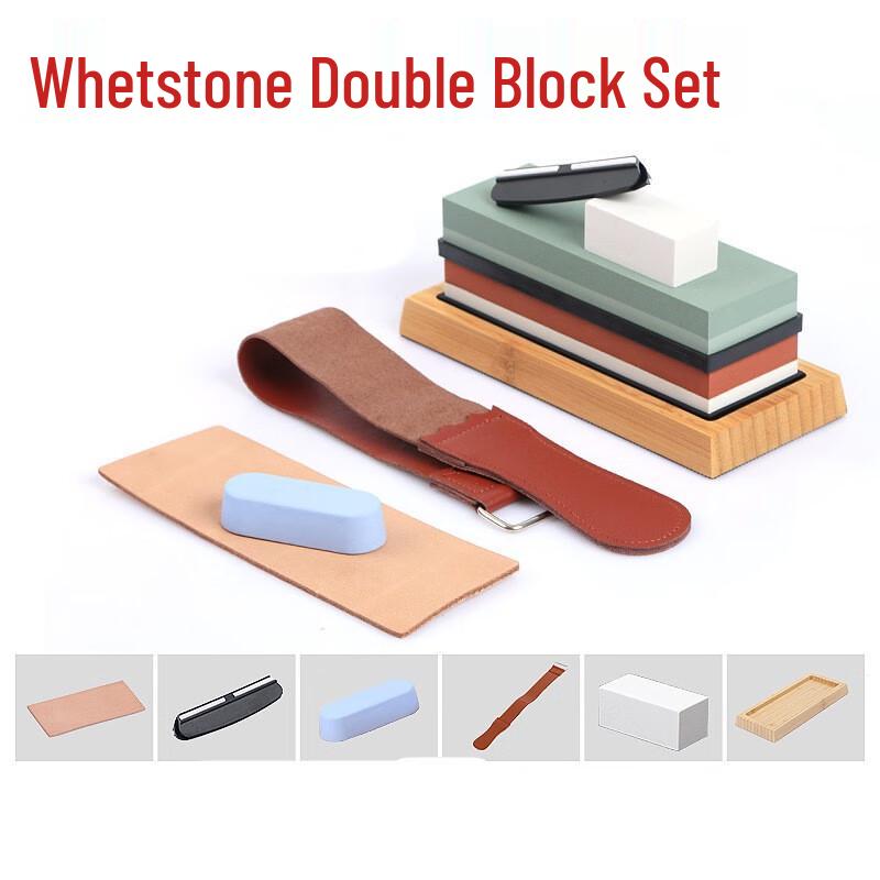 White Corundum Whetstone Sharpening Set with Bamboo Base
