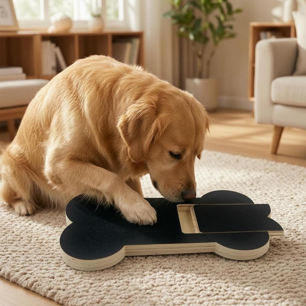 Dog Scratching Board with Compartment Bone-Shaped Nail File Wooden