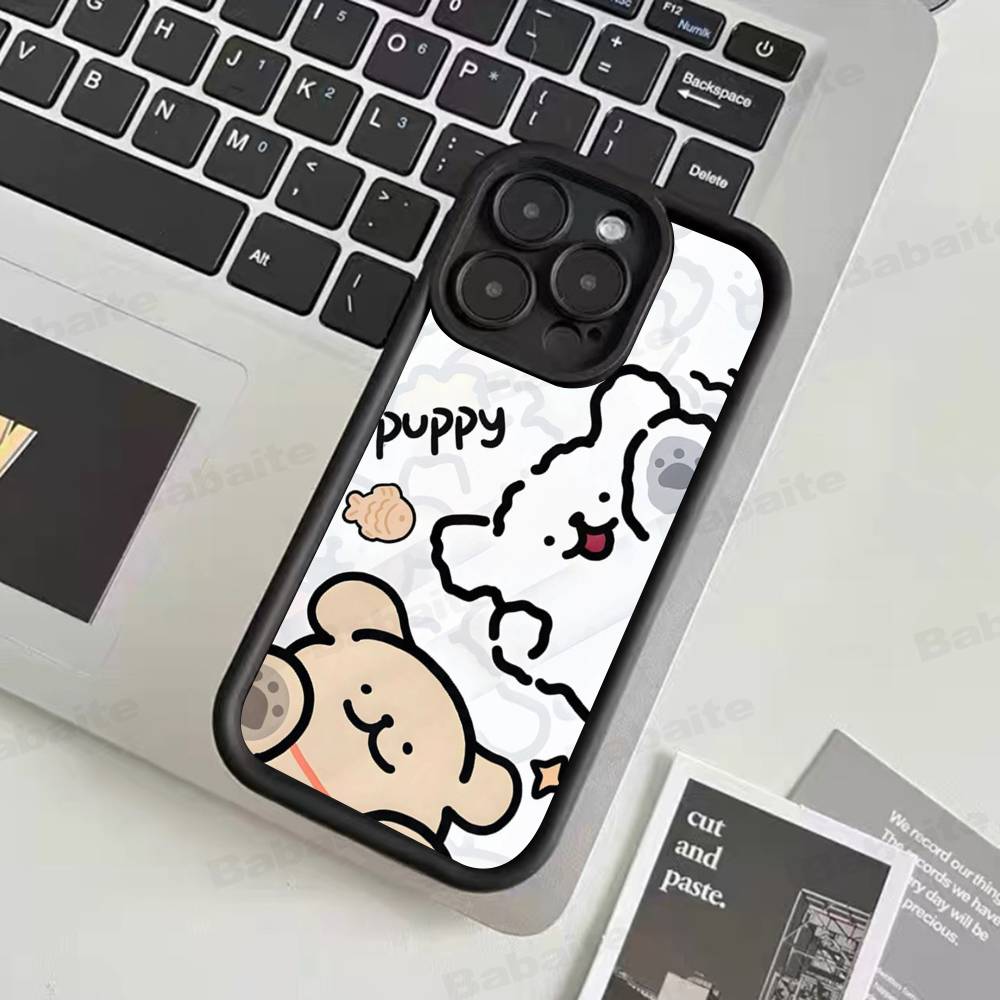 Maltese Cute Line Puppy Dog For IPhone 17 Pro Max 16 15 14 13 12 11 Plus Black Soft Phone Cover