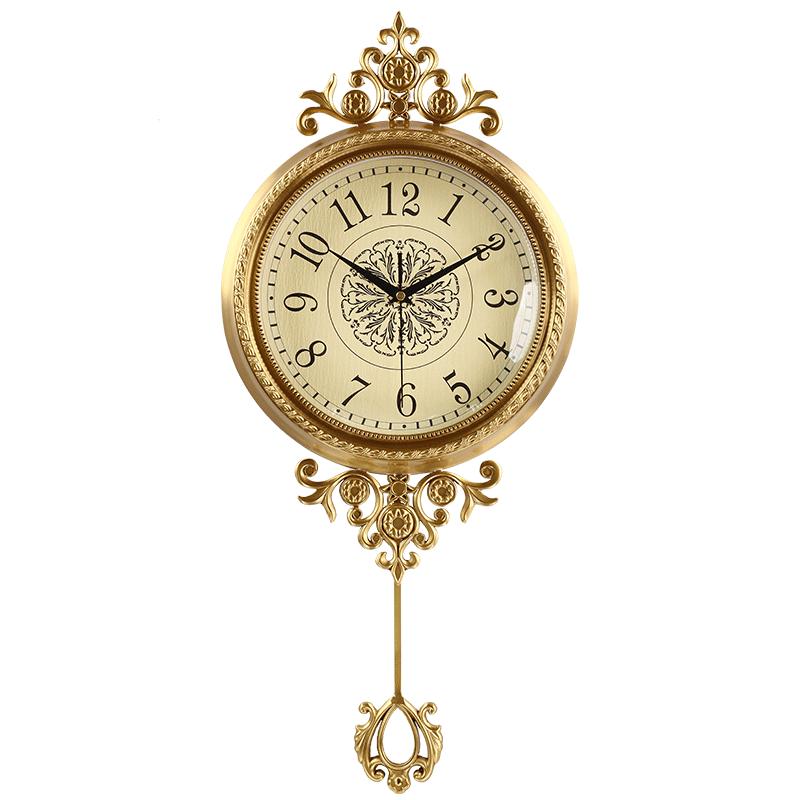Metal Brass Living Room Wall Clock, a Modern Designer's Creative Decoration, American-style Silent Clock