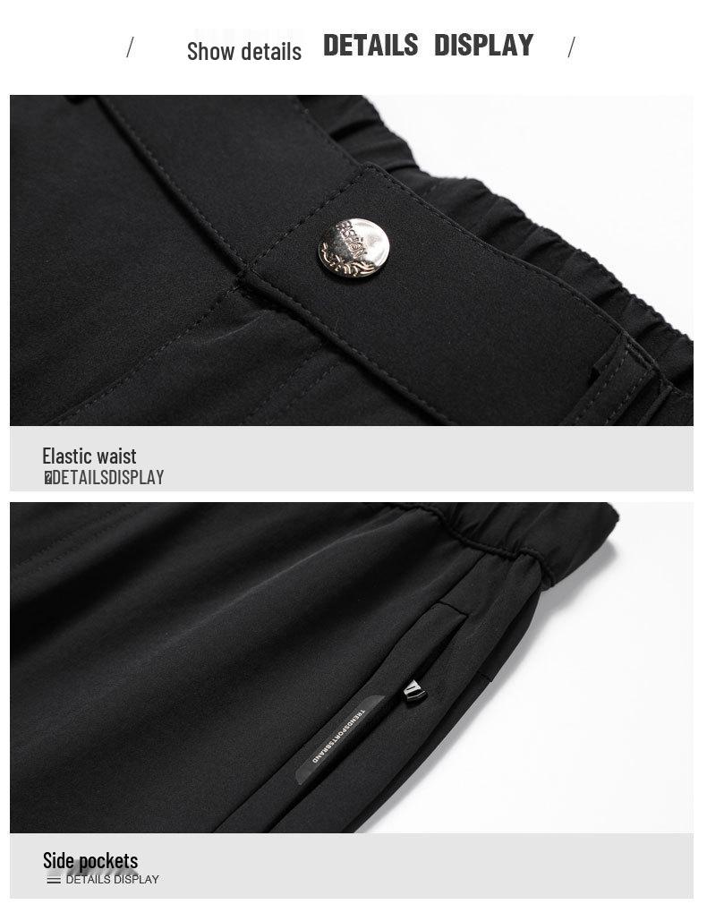 Men's Quick-Dry Sports Casual Pants with Zipper Pockets - Plus Size, Loose Fit, Straight Leg, 2023 Spring/Autumn Collection