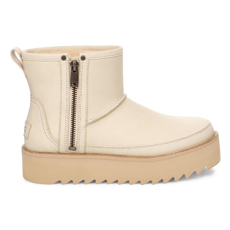 UGG F19 Clássico Rebelde Biker Mini Forrado com Fleece Rosa Feminino 1105313-BONE