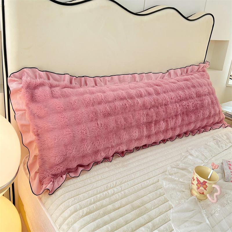 1pc New Lace Plush Long Pillowcase, Light Luxury Thickened Couple Double Pillowcase (without Inner Core), Soft and Comfortable