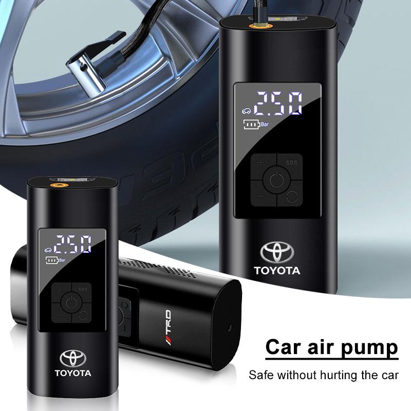 1Pcs Car Tire Inflator Smart Digital Inflatable Pump Emblem Accessories For Toyota TRD Corolla Yaris Rav4 Avensis Auris Camry