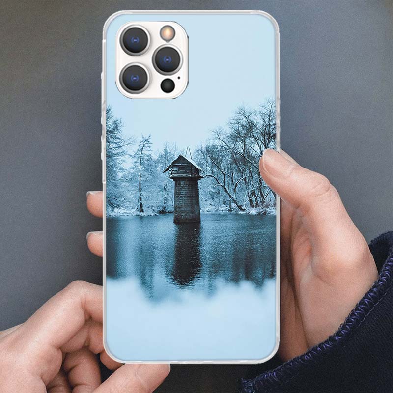 Winter White Snow Christmas Phone Case For Apple iPhone 16 15 14 13 12 11 Pro Max Mini XS XR X 7 Plus 8 + SE Soft Silicone Print