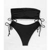 Sexy Bikiny bez ramínek a s holými zády 2dílná sada Dámské jednobarevné plavky s rozparkem Vysoký pas Plážové Nová letní sada plavek