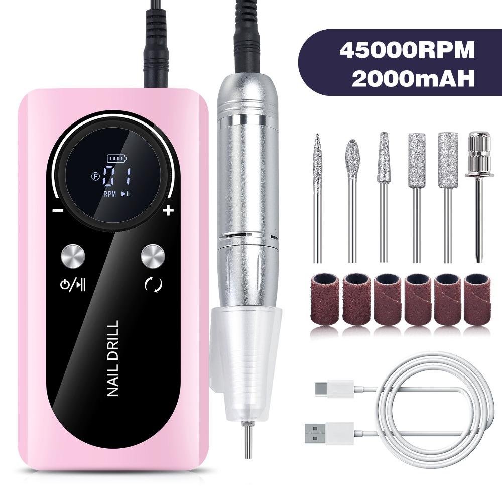 USB Charging Electric Nail Drill Machine 45000RPM Gel Nail Polish Sander  Manicure Nail Equipment