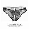 Lace Embroidery Low Waist Open Crotch Transparent Thong for Women - Sexy & Erotic T-Pants