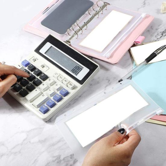 1 Set Budgets Planner Handbook Transparent Pockets Waterproof Faux Leather Receipt Coupon Cash Envelope Binder Office Supplies