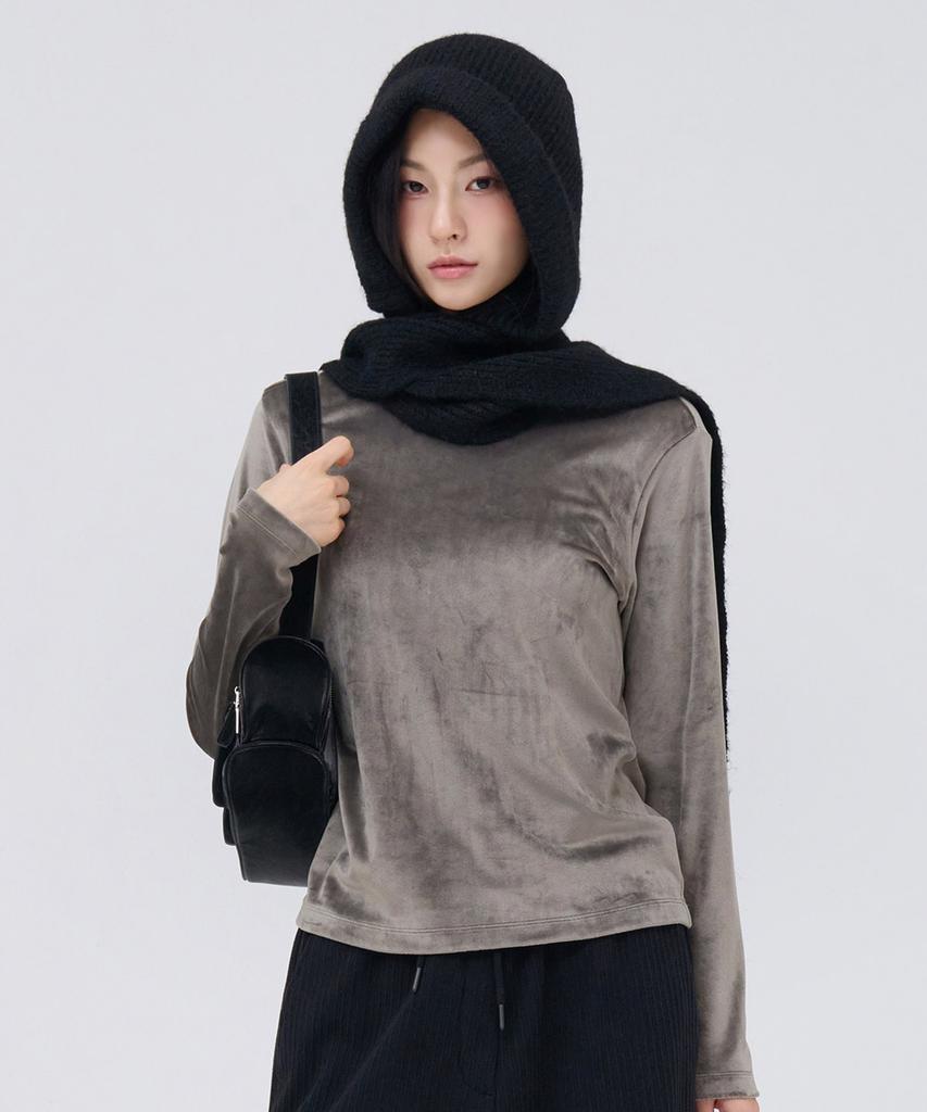 CHASECULT Women'S Velour Turtleneck T-Shirt - Khaki