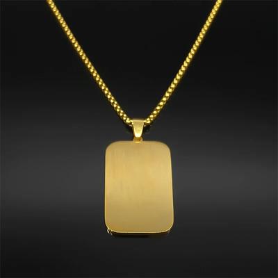 Islam Muslim Arabic Letter Quran Medal Dog Tag Pendant Necklace for Women Men Stainless Steel Gold Color Allah God Chain Jewelry