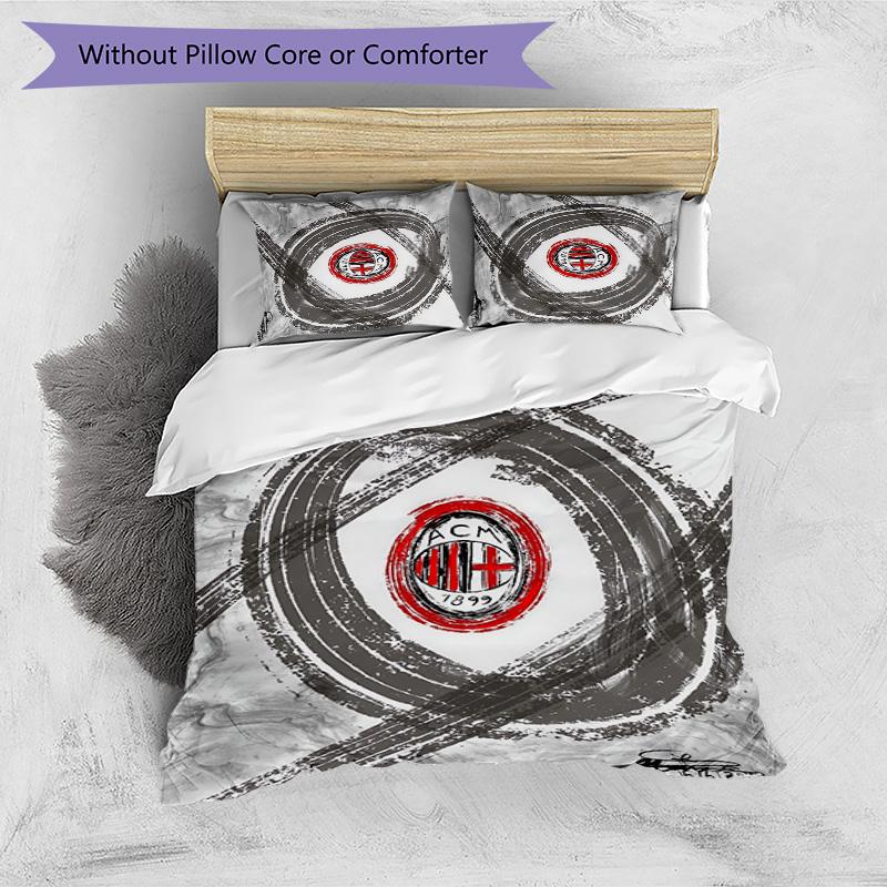 Set Lenzuola Stampa AC Milan 3 Pezzi Morbido Delicato sulla Pelle Lavabile Copripiumino e Federe Set Stagione Unica Camera da Letto
