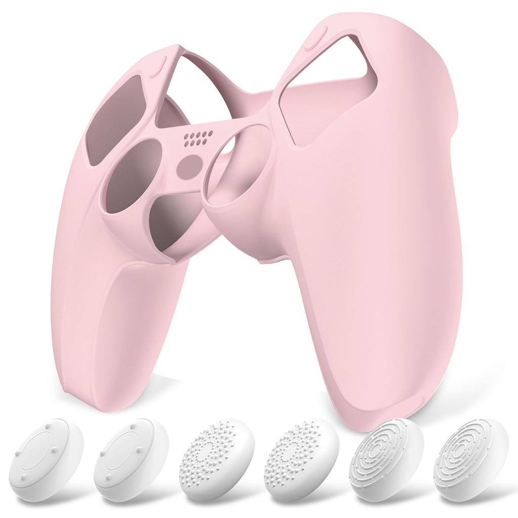 Совместимый с контроллером PlayVital Pure Series PS5 защитный силиконовый чехол с мягкой резиновой рукояткой и 6 джойстиками для большого пальца можно использовать на