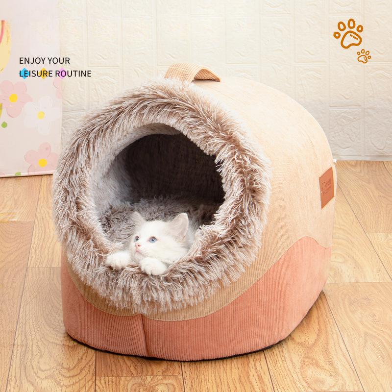 

Собачья будка теплая и удобная осенью и зимой, утолщенная длинная шерсть, переносная будка для домашних животных, коврик для кошек, универсальная собачья будка для кошек и собак M (38 * 38 * 28)