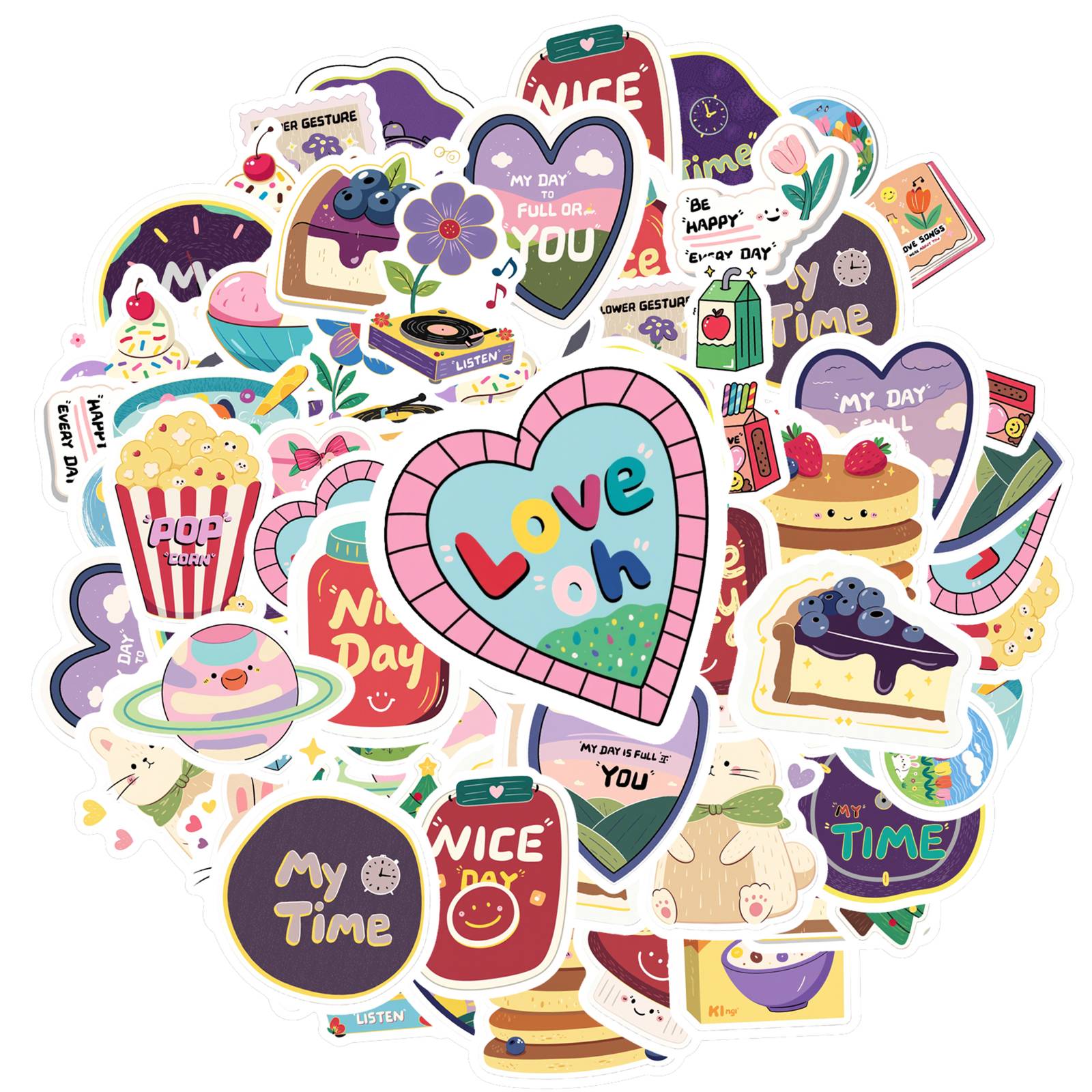 35pcs Whimsical Food Stickers Playful Cute Quotes Stickers DIY Stickers For Guitar DIY Skateboard Laptop Luggage Decor