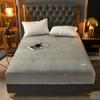 Simple Solid Color Fitted Sheet Nordic Mattress Cover Plush Bed Sheet Winter Warm Elastic Soft Bed Sheet With Elastic Band