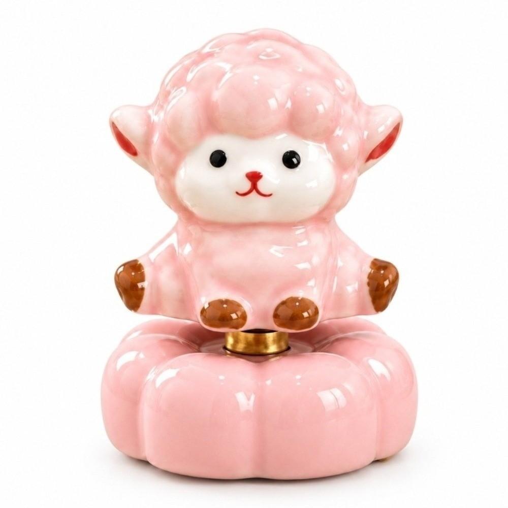 Moving Base Rotating Desk Ornament Porcelain Yearly Mascot Gift Cute Ceramic Sheep Spring Festival