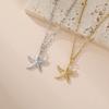 Cazador Stainless Steel Sea Shell Starfish Pendant Necklace for Women Gold Plated Chain Summer Jewelry Vacation Beach Gift