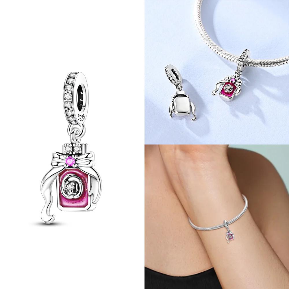 Aircraft Luggage Box Cat Pink Zircon Copper Original Charms Beads Fit Bracelet Women Jewelry Diy Beautiful Gifts Accessory